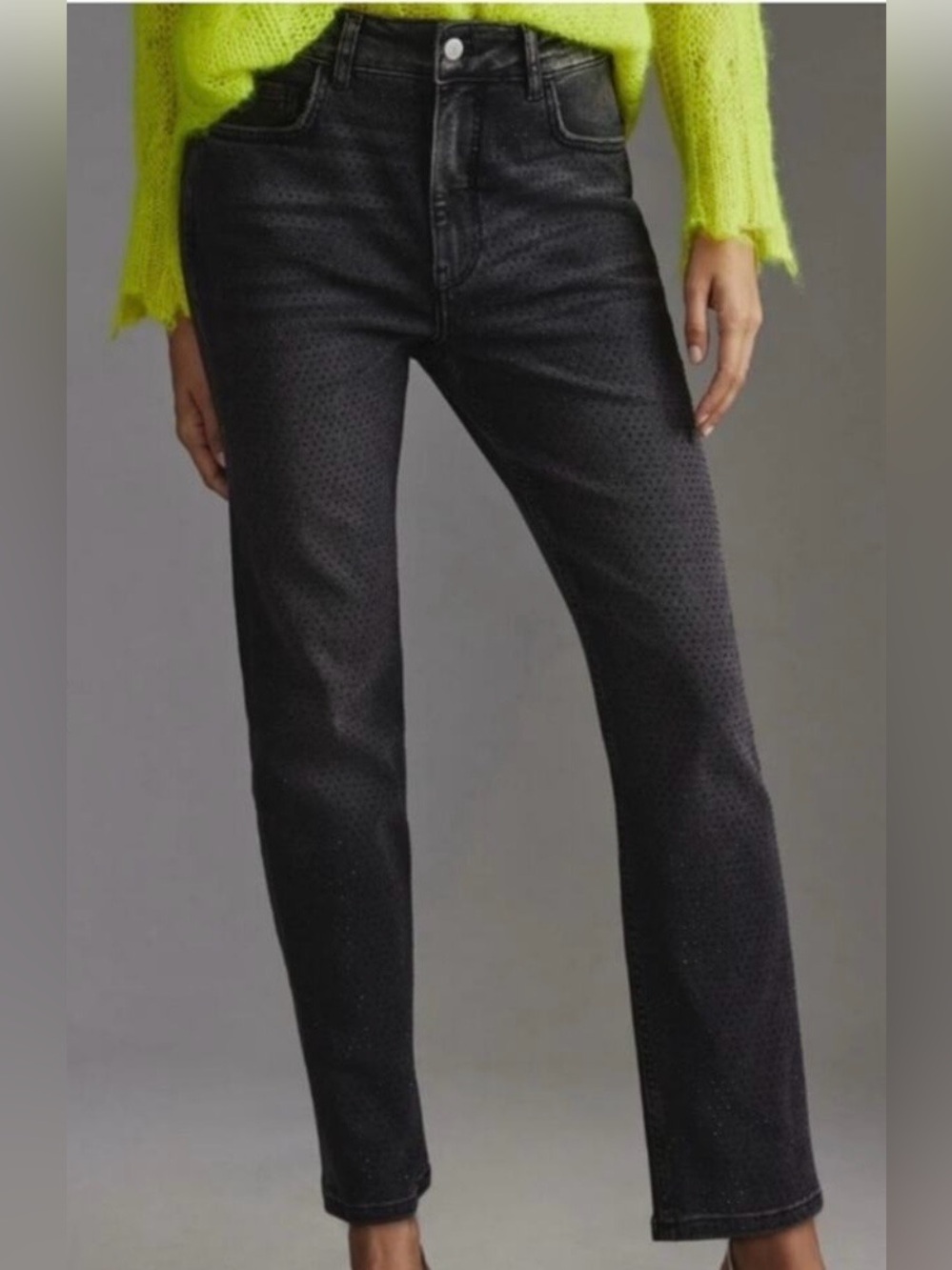 Pilcro Anthropologie Black Gem High-Rise Straight Leg Jeans